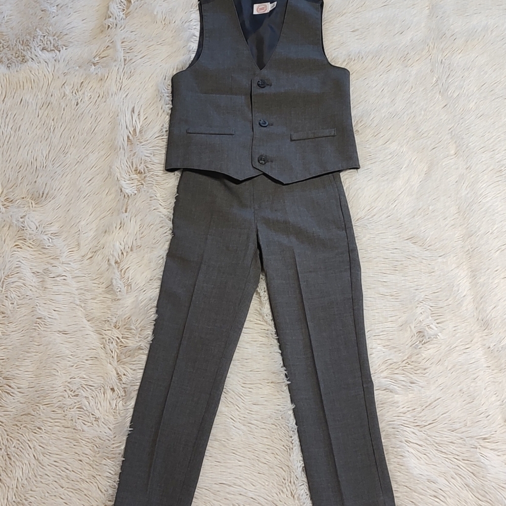 Wonder Nation Little Boys 2-Piece Suit Gray Dress Pants and 3-Button Vest Size 4